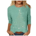 thumbnail image 1 of Chemise de Noël pour Femmes Grande Taille Hauts Longs Imprimé Arbre de Noël Chemise Habillée Manches Courtes Col Rond Hauts Grande Taille Chandail Tunique, 1 of 4