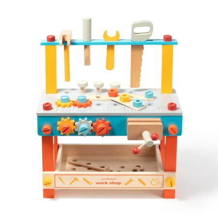 SUGIFT Wooden Play Tool Workbench Set for Kids Toddlers,Gifts for New Year,Christmas and Birthday