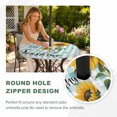 thumbnail image 4 of Round Outdoor Tablecloth with Umbrella Hole and Zipper, Sunflower Tablecloth with Elastic Waterproof, Teal Green Check You Are My Sunshine Bee Patio Table Covers for 31" - 35" Picnic Pool Tables, 4 of 9