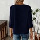 thumbnail image 2 of Mujeres 3/4 Manga Tops Y Blusas de Color Sólido con Botones Cuello Redondo Casual Top de Moda 3/4 Manga Tops Casuales para Mujeres, 2 of 5