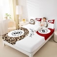 thumbnail image 3 of Castle Fairy Sport Billiards King Sheets 4pcs, Retro Cheetah Print Bedding, Brown Red White,1 Fitted Sheet, 1 Flat Sheet and 2 Pillowcases, 3 of 6
