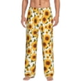 thumbnail image 2 of Lsque Yellow Polka Dot Sunflower Print Men's Pajama Pants, Lounge Pant - Comfortable Home Wear,Elastic Waistband, Stylish Design-Large, 2 of 9