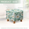 thumbnail image 3 of SCRAWLGOD Daisy Floral Print White Cyan Ottoman Cover Square Stretch Ottoman Covers Thick Square Ottomans Slipcovers Soft Storage Ottomans Foot Rest Cover with Elastic Bottom, 3 of 7