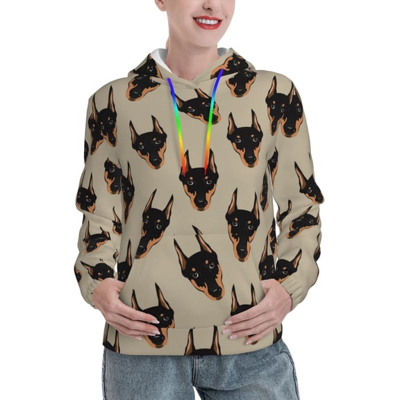 Hoodies for Women - Cute black dog Comfrt Colour Drawstring Women'S Fashion Hoodies & Sweatshirts, Fall Outfits Clothes for Women 2024 Pullover with Kangaroo Pocket