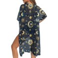 thumbnail image 5 of HELLHERO High Quality Fabrics Bathing Suit Cover Up for Summer Flowy Free Size Long Kimono Swimsuit Cover Up Cosmic Sun Moon Stars, 5 of 6