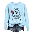 thumbnail image 1 of De Sudadera con capucha de fantasma de Halloween para mujer, Let's Get Sheet Faced, divertida sudadera con gráfico de vino, rosa, 1 of 4