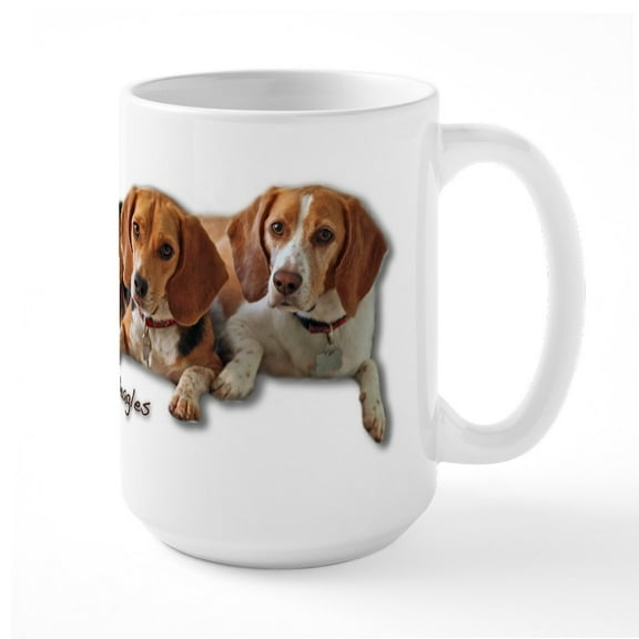 CafePress - Two Beagles Large Mug - 15 oz Ceramic Large White Novelty Mug
