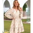 thumbnail image 5 of Women'S Casual Long Sleeve Babydoll Flowy Dress V Neck Swing Party Mini Dress Color M, 5 of 9