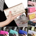 thumbnail image 3 of BAETEUY Women Quilted Crown Clutch Long Purse Faux Leather Wallet Card Holder Handbag, 3 of 8