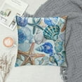 thumbnail image 2 of Shiartex  Nautical Coastal Coral Pillow Covers ，Blue Throw Pillow Covers Seashell Starfish Pillow Covers Square Cushion Covers for Couch Home Sofa Bedroom Living Room, 2 of 5