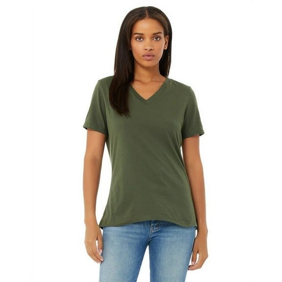 Ladies' Relaxed Jersey V-Neck T-Shirt - MILITARY GREEN - XL