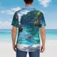 thumbnail image 4 of Balery Tropical Paradise Window View Camisas hawaianas de manga corta para hombre, camisas playeras de corte holgado, camisas de vacaciones con botones,X-Large, 4 of 7