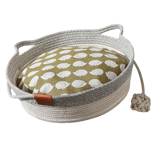 Cama de algodón Cama de gato Gatito nido para dormir las cuatro temporadas con pelota Play Portable Pequeño perro dormido Nido de nido de , Gris, M