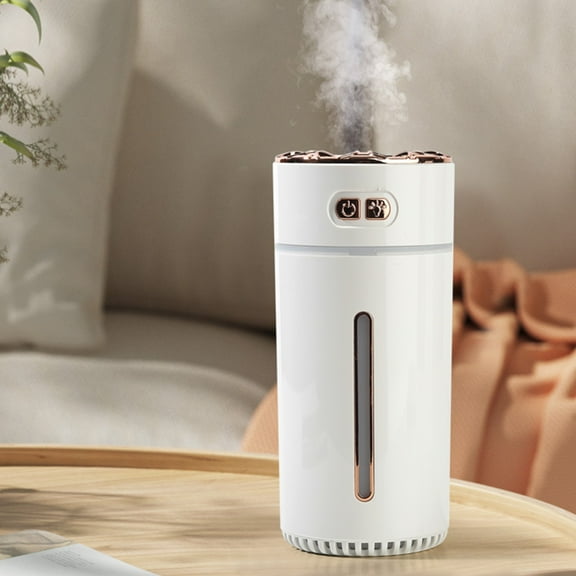 Portable Mini Humidifier with Colorful Night Lights, 300ml USB TYPE-C Car & Home Use, 40ml/h Cool Mist, Auto On/Off for Vehicles, White & Black, 360° Humidification, 5V Power Supply