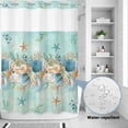 thumbnail image 2 of No Hook Shower Curtain, Beach Coastal Teal Shower Curtains for Bathroom with See Through Top Window, Nautical Shell Starfish Coral Summer Waterproof & Washable Bath Curtain Stall 48"x72", 2 of 9