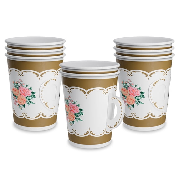 8 Count, 9 oz Disposable Tea Party Paper Cups, Multicolor, Vintage Finds by way to celebrate