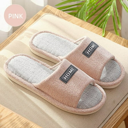 

CoCopeanut Home Mens Bedroom Hemp Slippers Simple Breathable Flax Cotton Lovers Casual Shoes Four Seasons Non-Slip Flat Ladies Slides