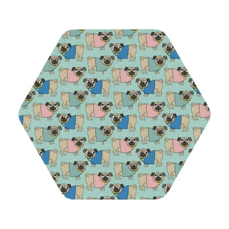 

Adobk Colorful Pugs Print Leather Coasters for Drinks(6 Pack) Durable Drink Coasters Set Luxurious Home Décor and Housewarming Gift Hexagon