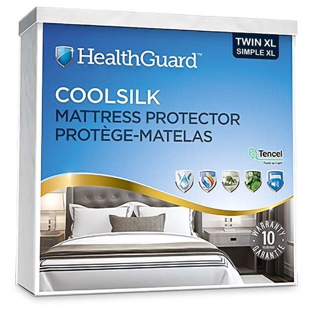 HealthGuard Coolsilk 5 Sided Tencel Jersey Waterproof Mattress Protector Twin Extra Long