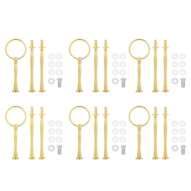 Uxcell 6 Set 3-Tier Soporte para Cupcakes Accesorios para Soporte de Pastel, Pequeño Arco Dorado