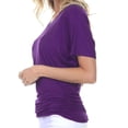 thumbnail image 5 of Womens Solid V-Neck Boat Neck Dolman Top with Side Shirring Drape Tunic Short Sleeve, 5 of 5