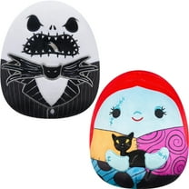 Squishmallows Official Kellytoys Plush 8 Inch Angry Jack Skellington and Sally with Cat Set Bundle Disney Nightmare Before Christmas 2024 Edition Plush Stuffed Toys