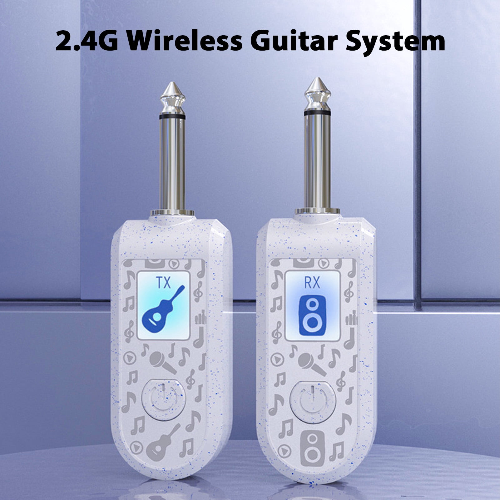 YAHHU 2.4G Wireless Guitar System Rechargeable Transmitter Receiver Set for Electric Guitar Bass Wind Instruments Plug Play Real-time Transmission White 2 Transmitters 1 Receiver 1.1x0.7x3.5 inches