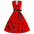 thumbnail image 2 of Babysbule Summer Dresses for Women Vintage Retro V-Neck Sleeveless Print Evening Party Prom Swing Dress, 2 of 9
