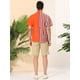 thumbnail image 5 of Lars Amadeus Camisa hawaiana de manga corta con botones y patchwork a rayas de verano para hombre Naranja multicolor L, 5 of 6