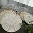 thumbnail image 3 of HONMEET 4-Pack Round Woven Cotton Linen Placemats in Grey for Dining Table and Home Decoration, 3 of 6