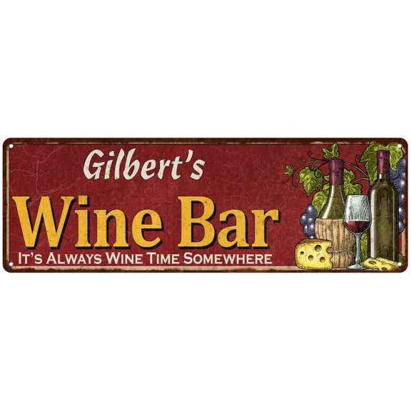 Gilbert's Wine Bar Red Gift Home Kitchen Decor 6x18 Sign 206180056408