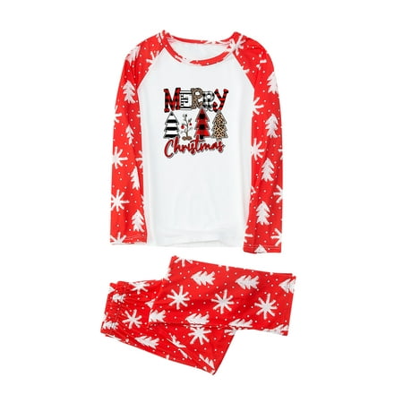 

AnuirheiH Parent-child Pjs Warm Christmas Set Printed Home Wear Pajamas Two-piece Mom Set Clearance