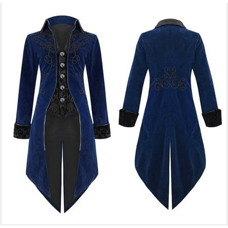 Mens Tailcoat Jacket Velvet Goth Swallowtail Steampunk Trench Coat ...