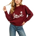 thumbnail image 2 of Rvasteizo Toddler Baby Girls Boys Long Sleeve Sweatshirt Crew Neck Letter Embroidery Knit Warm Sweater Top for Boys Girls 0-27Years, 2 of 4