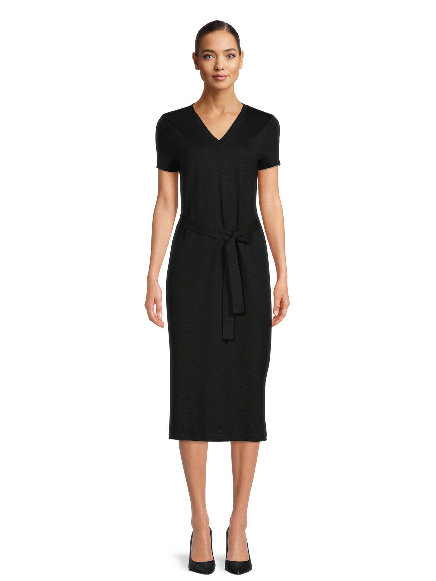 Time and Tru Women's Knit Midi Dress with Short Sleeves