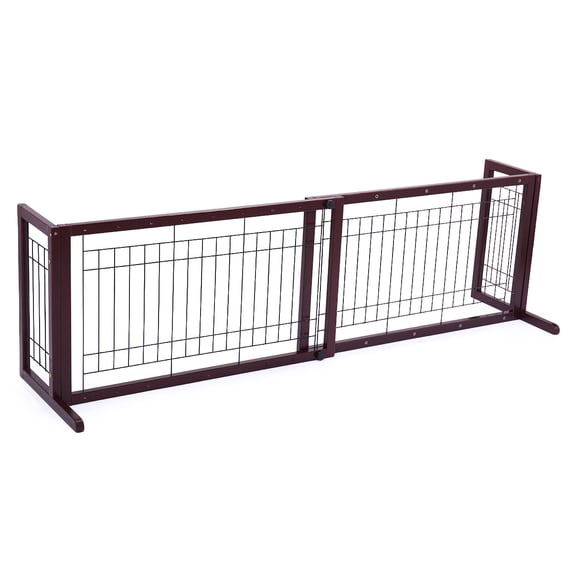 Topcobe Pet Gates for Kids or Pets, Solid Wood Adjustable Pet Fence Free Standing Dog Gate, Safety Child Baby Gate for House, Doorway, Stairs