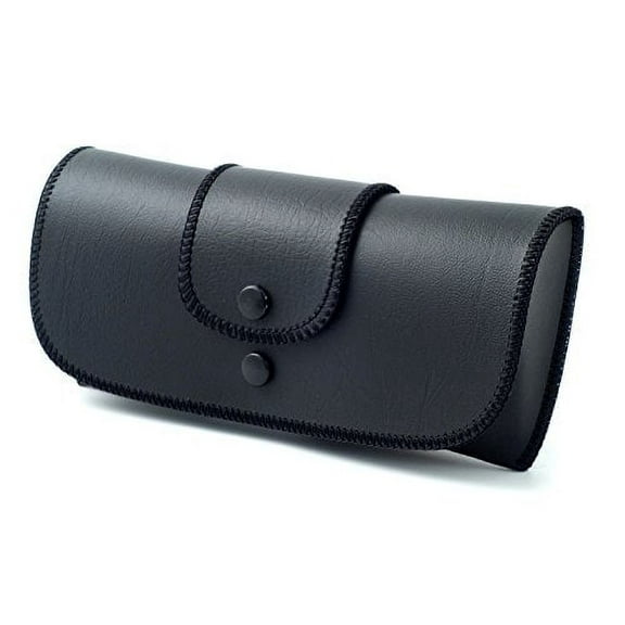 Soft Eyeglass Case Faux Leather, Attatches to Belt, Horizontal (BLACK)