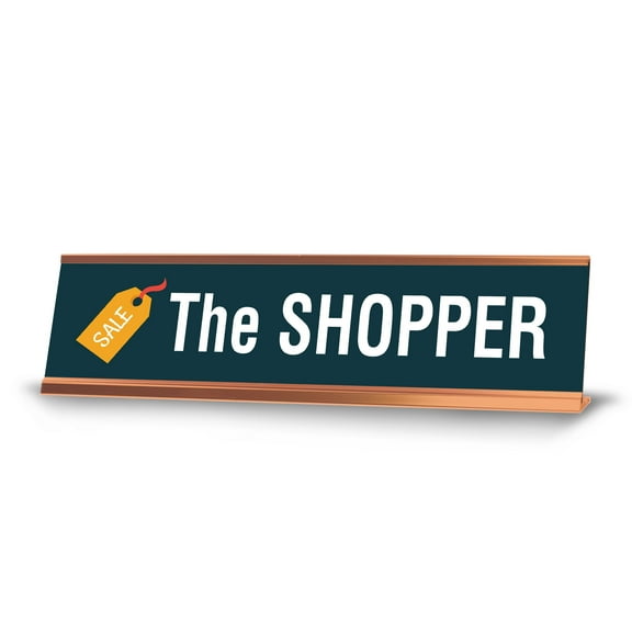 The Shopper Traveler, Gold Frame, Desk Sign (2x8)