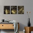 thumbnail image 3 of Black and Gold Bathroom Decor Botanical Plant Leaf Canvas Wall Art for Living Room Tropical Gold Leaves Prints Pictures Modern Aesthetic Boho Painting Artwork Bedroom Kitchen Home Decoration 12x16 3P, 3 of 6