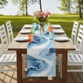 thumbnail image 4 of Table Runners 72 Inches Long Dress Scarves, Blue Marble Farmhouse Kitchen/Dining Table Runner, Coffee Tablerunners, Summer Ocean Wave Blue Ombre 18x72 Inch, 4 of 9