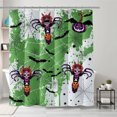 thumbnail image 1 of Spooky Halloween Shower Curtain - Green o- Spiders, Bats & Webs, 1 of 5