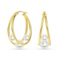 thumbnail image 6 of LeCalla 925 Sterling Silver Gold-Plated Double Hoop Earrings for Women and Teen 36MM, 6 of 8