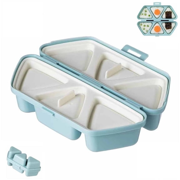 Onigiri Mold 6-in-1 Triangle Rice Ball Press Maker for Homemade Meals (Blue)
