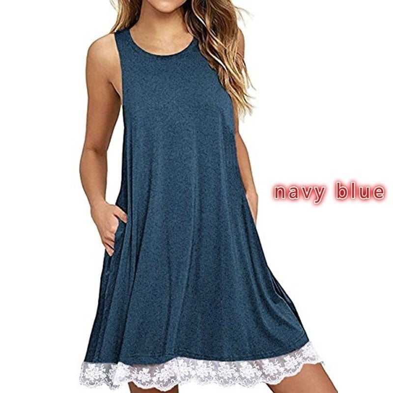 Lovaru - Lace Patchwork Sleeveless Tunic Top Blouse Dress - Walmart.com