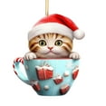 thumbnail image 2 of Cat Christmas Tree Ornaments 3D Printed Small Kitten Hanging Pendants for Home Acrylic Cute Xmas Decorations for Cat Lovers Gifts Car Backpacks Holiday Party Decor (B), 2 of 7