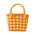 thumbnail image 1 of Bolso de mano tejido para mujer, elegante, de gran capacidad, abierto, cesta de almacenamiento para compras naranja, 1 of 9