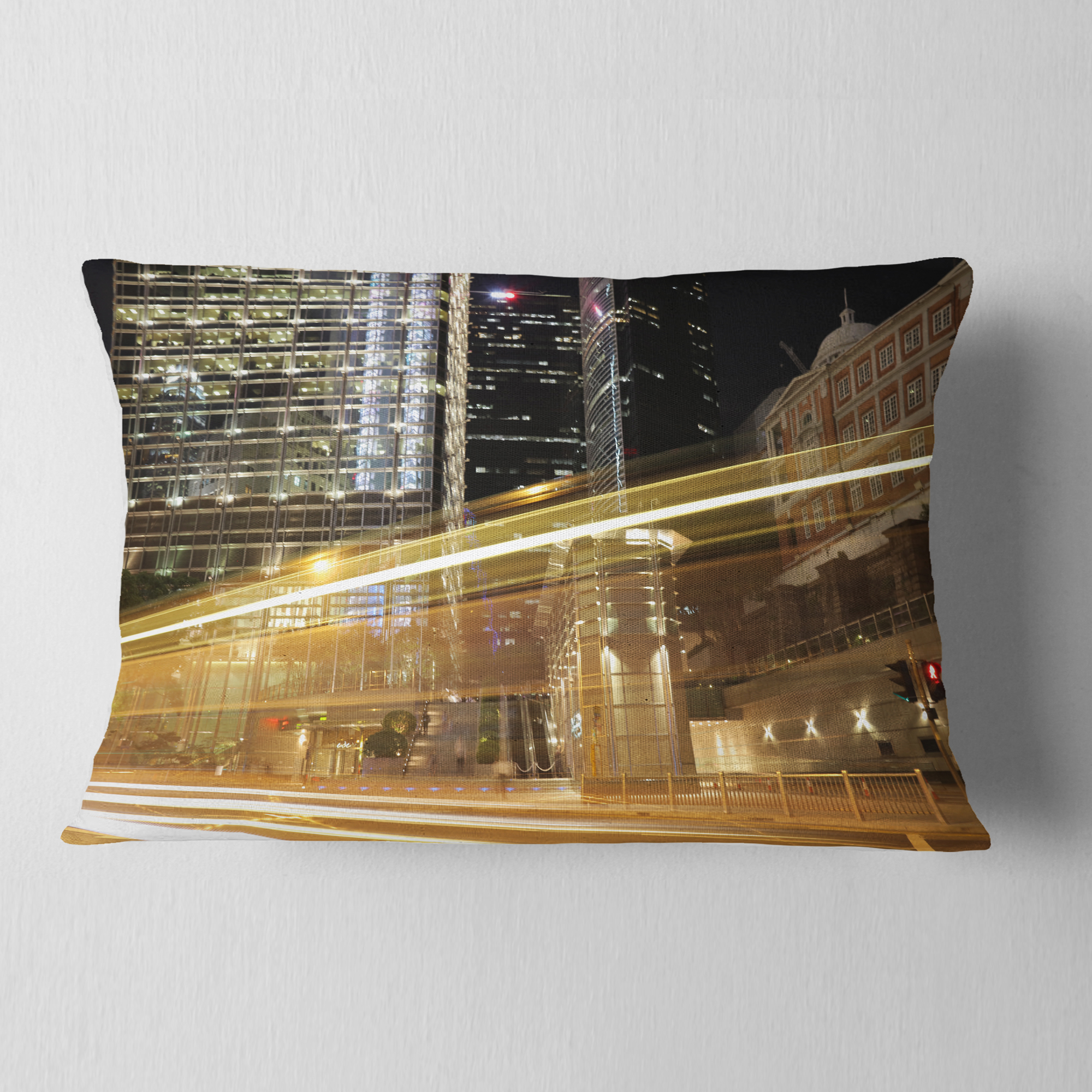 Designart 12" x 20" Blue Polyester Throw Pillow