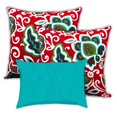 thumbnail image 1 of Joita Saucy Flowers Oreiller Intérieur / Extérieur - Tissu Polyester Rouge (Lot de 3), 1 of 5