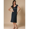 thumbnail image 2 of DARING DIVA Vintage Retro Classic Cap Sleeve Midi Polka Dot Dress M Dark Blue, 2 of 6