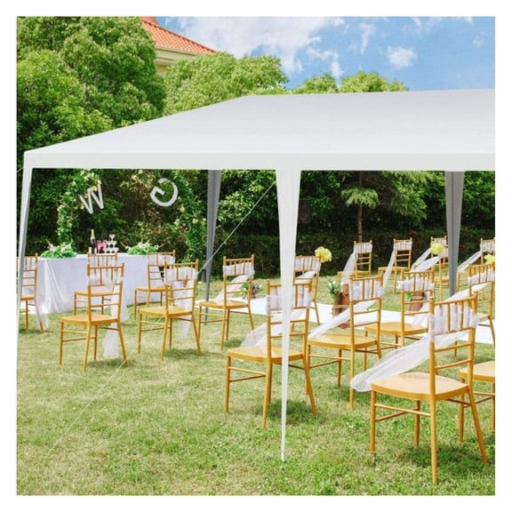 10x20 Waterproof Canopy Tent, White PE Gazebo with Pegs & Ropes - Outdoor Party Wedding BBQ Shelter - 10' x 20' x 8.5'